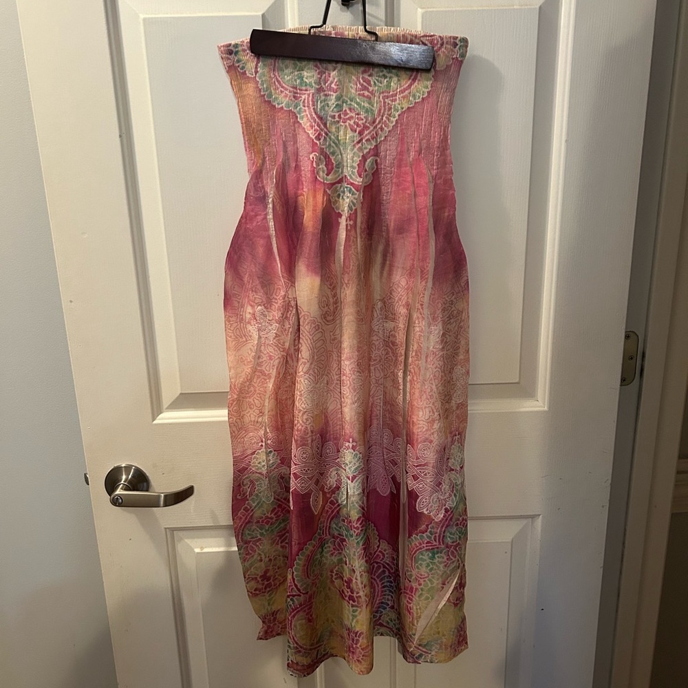 Lapis Strapless Dress in Pink and Cream
